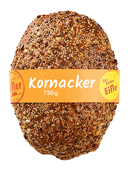 Der Bäcker Eifler Kornacker mit Körnern als Freisteller